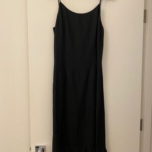 Isabel Arden Black Linen Cocktail Dress, Size 10, Pleated Hem Detail